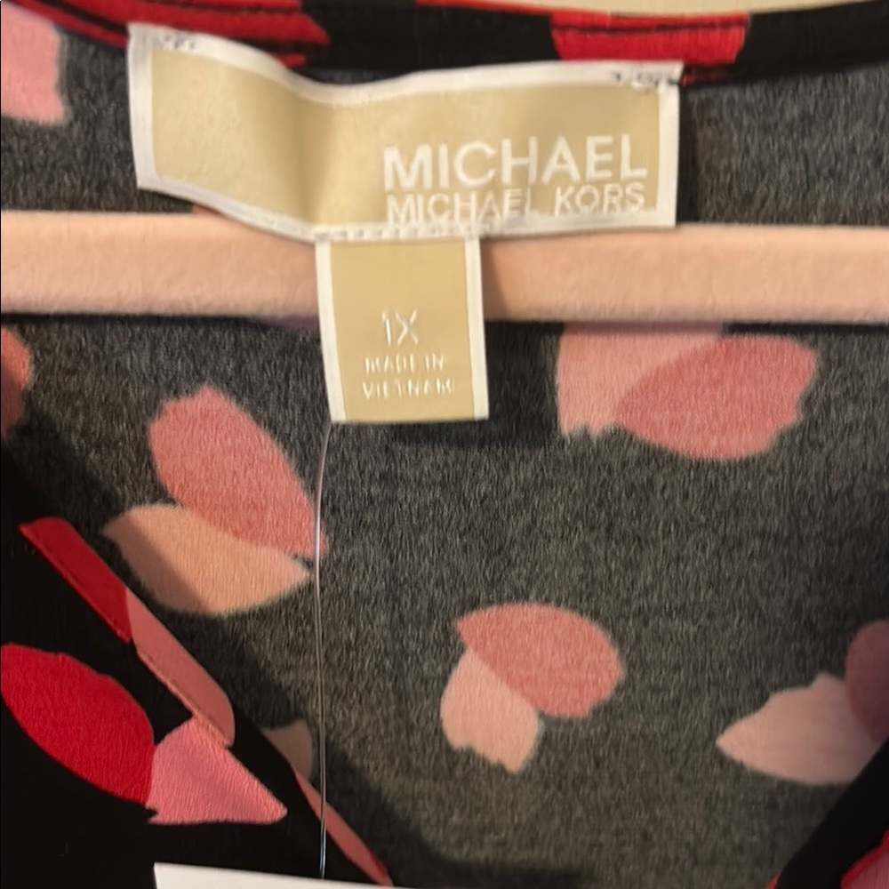 Michael Kors Black and Red Tie Front Blouse - Picture 2 of 3